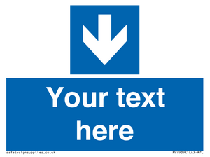 Custom Mandatory directional sign, blue arrow down